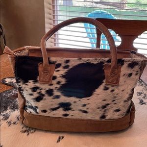 Myra Black/white Cowhide/leather purse